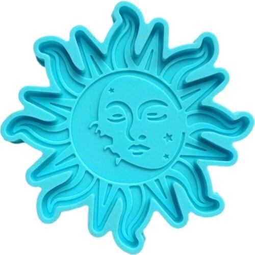 Silicone Sun Moon Coaster Silicone Epoxy Resin Molds Glossy Silicone Mold for Agate Resin Coasters Cup Mats