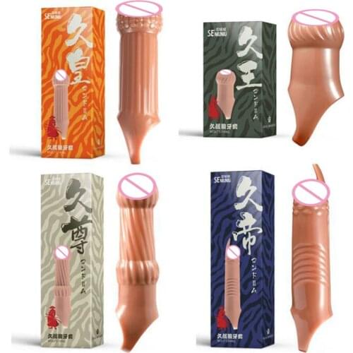 Silicone Condom Penis Sleeve Enlargement Penis Sleeve Extender Blowjob Pumps & Enlargers Prolong Intercourse Time Male Sex Toys