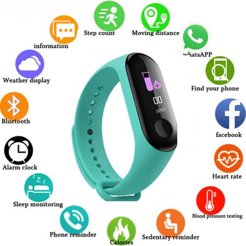 Fashion M3 Color Screen Smart Sport Fitnes Bracelet IP67 Waterproof Blood Pressure Activity Tracker For Children Men Women Watch