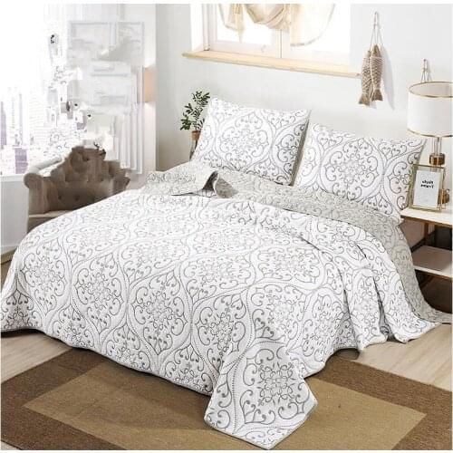 100% cotton Quilted embroidery Bedspread Bed Cover Bed Sheet size full queen super king size blanket Pillowcases 3pcs