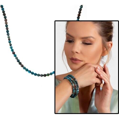 Tesbihane Both Bracelet-Both Necklace-Both Rosary 99lu Apatite Natural Stone Accessories