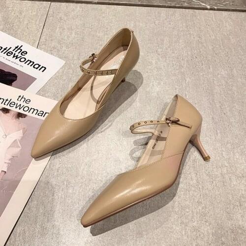 Women Office Shoes Pumps Women Shoes Luxury Brand High Quality Buckle Strap Heels Fashion Stilettos Heels New Women Pumps 7CM