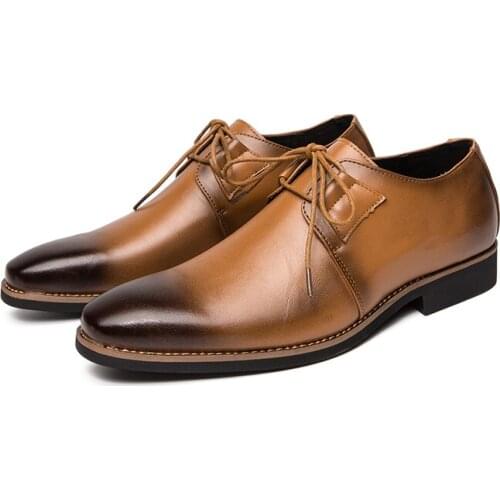 Spring Autumn Men Dress Shoes Business Lace-up Shoes Casual flat-bottomed Shoes Party Shoes Elegant Social Male Fashion Shoes