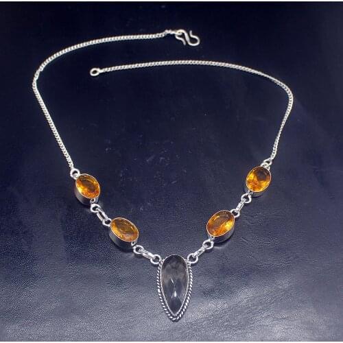 Gemstonefactory Jewelry Big Promotion 925 Silver Glowing Shiny Multi Topaz Ladies Women Chain Necklace 42cm 20213366