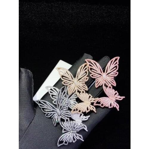 Womens Butterfly High Quality Golden plated Paved CZ Necklace Pendant Tassel Cap Micro Jewelry Connector DIY Fine Jewellery Mak