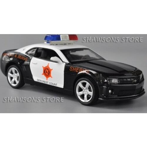 1:32 Diecast Car Model Toys Camaro Police Patrol Wagon Pull Back Miniature Replica Sound & Light