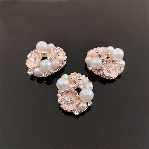 10PCS 17*20mm Fashion Metal Alloy KC Gold Imitation Pearl Rhinestone Connectors Charm For Jewelry Making