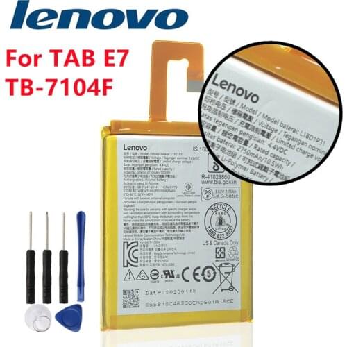 100% New High Quality Battery For Lenovo TAB E7 TB-7104F Replacement Lenovo L18D1P31 2750mAh