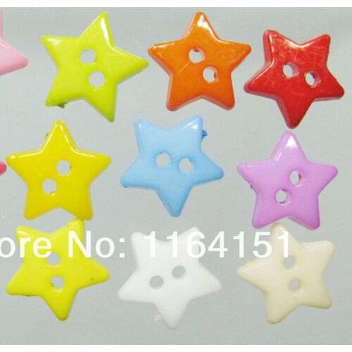 100pcs/pack 12mm Mixed color Nylon Cartoon Star Button Childrens Clothing Sewing Buttons Scrapbooking Accessory