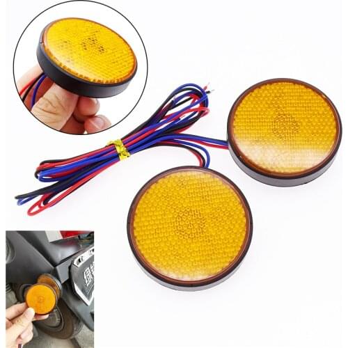 2Pcs Universal Motorcycle Brake Lamp Taillights Reflector Light Yellow LED Warning Turn Signals for Harley Honda Peugeot Yamaha