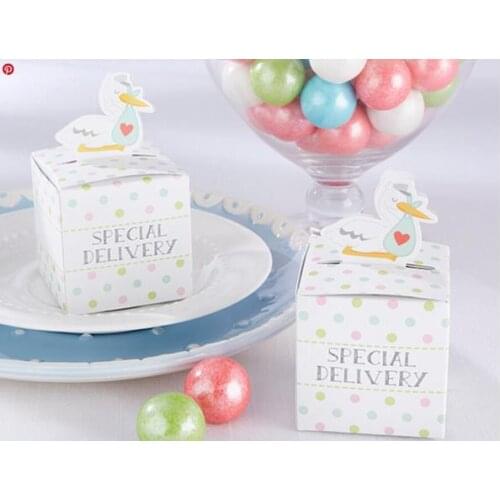 20pcs/lot cute Stork Candy box boy Baby Shower Gift chocolate boxes birthday party decorations kids