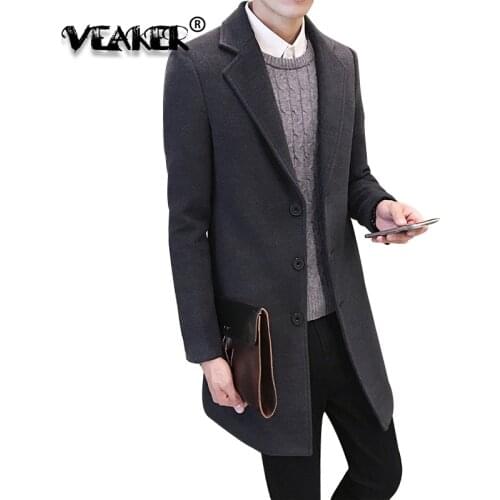2018 Mens Wool Blends Coat Long Overcoats Jacket Male Winter Cashmere Coats Outerwear Plus size S-3XL
