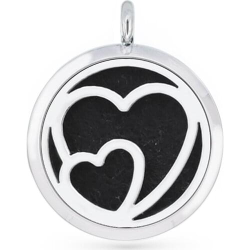 30mm Hollow Double Love Heart Aromatherapy Essential Oil Perfume Diffuser Locket Pendant with 6pcs PadS Fit Necklace key Chains