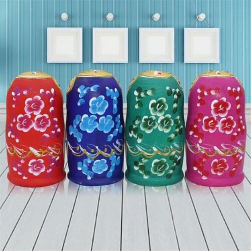 4 Color 5 Layer Russian Nesting Dolls Dry Basswood Matryoshka Dolls Pink/Blue/Green/Red Wooden Education Toys For Children L50