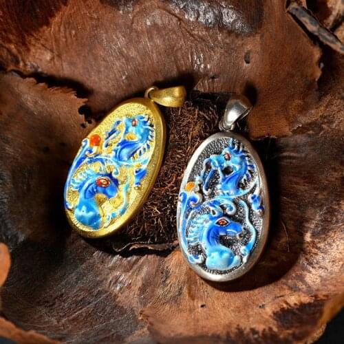 925 Silver Dragon Figure Design Colorful Silver Jewelry