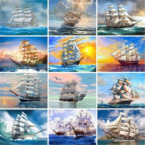 EverShine Diamond Painting Ship Picture Rhinestones Diamond Embrpidery Landscape Cross Stitch Mosaic Kits Handmade Hobby Sale