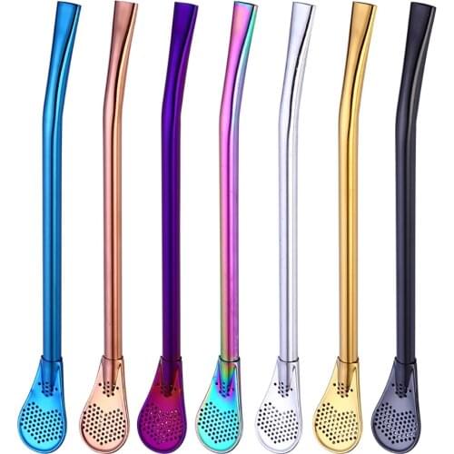 Tea Filter Yerba Mate Stainless Steel Tea Straws Bombilla Gourd Reusable Tea Tools Drinking Straw Spoon Washable Coffee Tea Tool