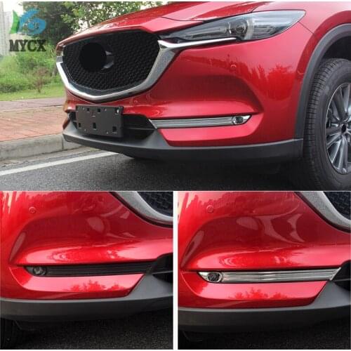 For Mazda CX5 CX-5 2017 2018 ABS Chrome Front Fog Light Lamp Eyebrow Bumper Eyelid Cover Trim Bezel Garnish Moulding Accessories