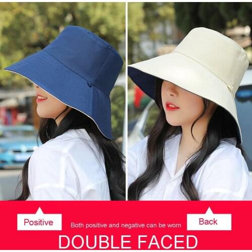 Dual Side Women Fashion Outdoor Anti-UV Large Brim Fisherman Hat Bucket Cap Safety Protection Visor Shield Stop The Flying Spit