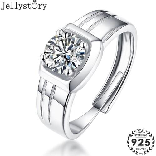 Jellystory luxury charms rings 100% S925 sterling silver 1carat Moissanites fine jewelry ring for women wedding engagement gift