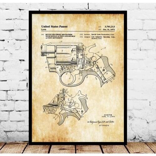 Colt Revolver Firing Mechanism Patent Blueprint Poster