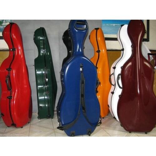 Beautiful 4/4 Blue fiberglass cello hard case with wheells #6698
