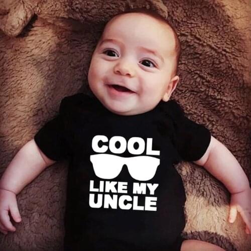 Cool Like My Uncle Print Infant Bodysuits Funny Cute Baby Romper Cotton Jumpsuit Outfits Onesies Short Sleeve Boys Girls Clothes