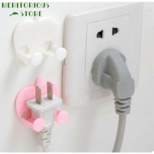 Nail-Free Sticky Hook Oval Socket Holder Power Cord Storage Rack Living Room Bathroom Creative Sticky Hooks Sticky Towel Holder