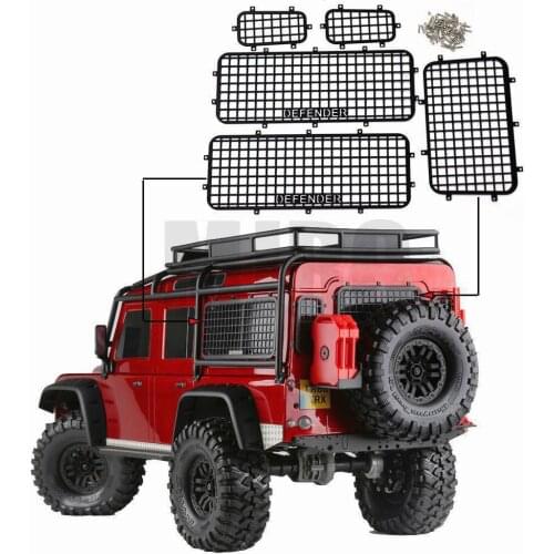 5pcs TRX4 Metal Window Mesh Protective Net DEFENDER Logo for 1/10 RC Crawler Car Traxxas TRX-4 Accessories