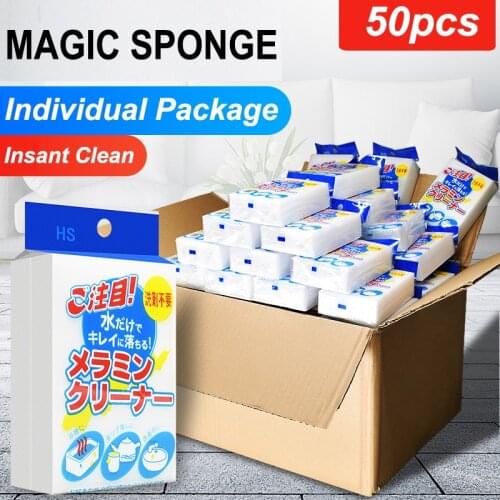 50pcs Multi-functional Sponge Eraser Melamine Cleaner Kitchen Bathroom Home Cleaning Tools Nano Sponges Dish Washing