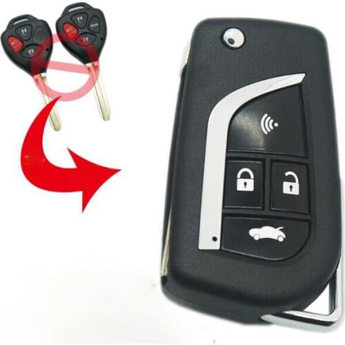 Modified Folding Flip Remote Key Shell for Toyota Hilux Camry Wish 4 Buttons Uncut Blade Case