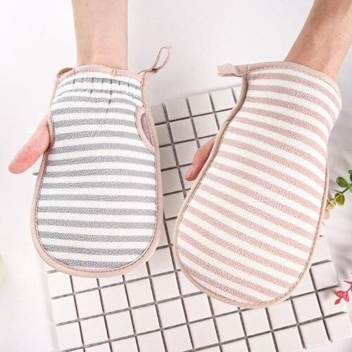 1Pc Soft Shower Bath Glove Exfoliating Skin Spa Massage Scrub Back Double-side Thicken Mitten Bath Supplies