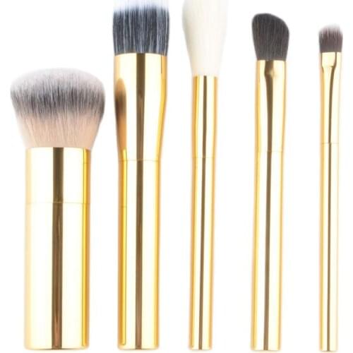 5pcs/Set Gold Make up brushes tool Kit Professional Makeup brush Set Metal Blusher Foundation eye Shadow smudge Blending brush