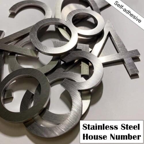 60mm Stainless Steel Self Adhesive House Number Sticker Metal Doorplate Home Door Plaque Numbers Sign For Mailbox Street Numbers