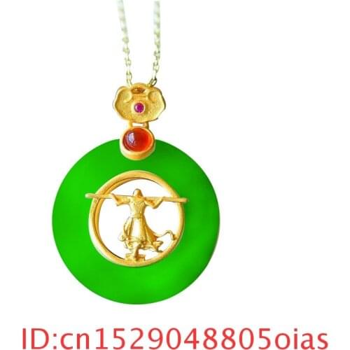 Natural Hetian Jade Monkey King Pendant Gifts White Necklace Amulet Jewelry for Women 925 Silver Fashion Chalcedony
