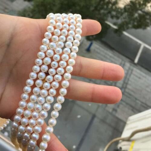 Freshwater Pearl Necklaces Round Shape Beads with Size 6-6.5mm Perfect Luster for Jewelry DIY Loose Pearl Strands Necklace