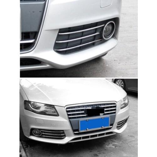 Stainless Steel Front Grill Grille Decorative Cover Trim Strips For Audi A4 2009-2012 Car Front Fog Lamp Strips