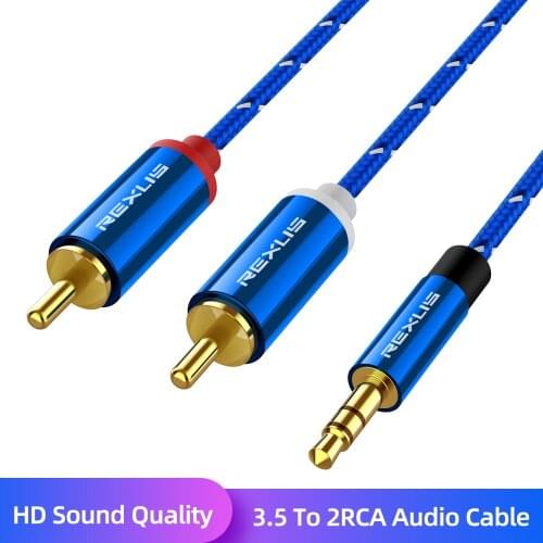 RCA To 3.5mm jack Cable 2 RCA Male to 3.5 mm Male Audio Cable Aux Cable for Edifer Home Theater DVD Headphone PC Audio Adapter