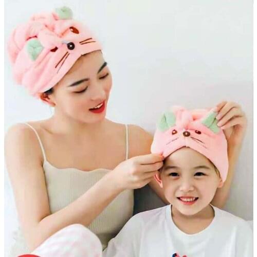 Dry Hair Cap Girls Ladys Lovely Water Absorption Fast Dry Children Adult Wipe Hair Towel Wrap Head Scarf Parent-Child Style