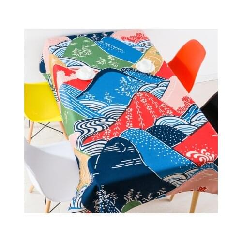 Japanese style color mountains table cloth linen tablecloths cover towel thick rectangular antependium dining hall decoration