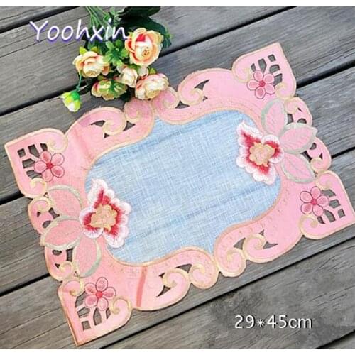 Modern lace pink place table mat cloth pad embroidery cup mug coffee dinner drink doily bar dining coaster placemat kitchen