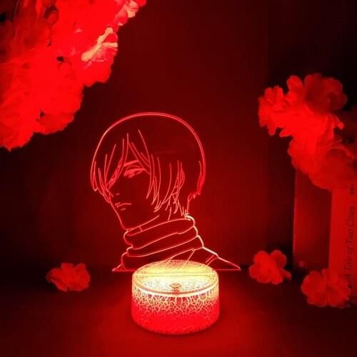 LED Light Attack on Titan Anime Avatar Levi Ackerman Acrylic Night Lamp RGB Flashing Cool Gift 3D Cartoon Children Bedroom Decor