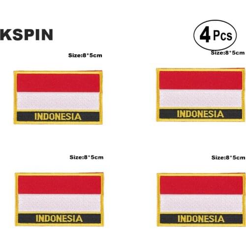 Indonesia Rectangular Shape Flag Iron on Saw on Patches Embroidered Flag Patches National Flag Patches for Clothing