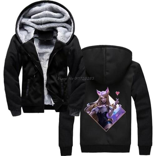 Ahri Hoodie Men Birthday Gifts Funny Rocket League Soccer Rocket Powered Men Hoodies Winter Thick Hooded Sweatshirt Streetwear