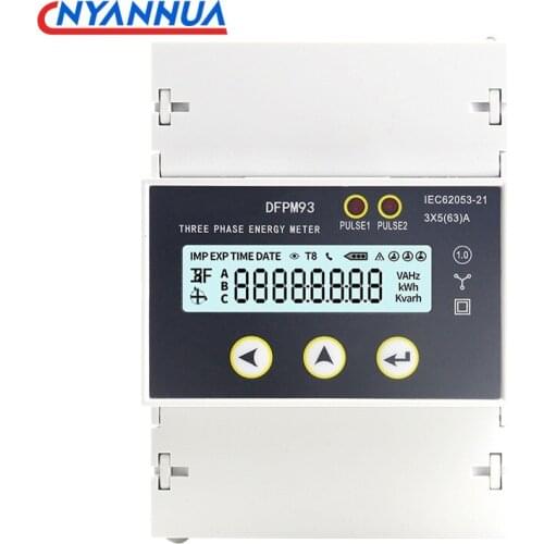AC 3 Phase Rail Smart Energy Meter Reading With RS485/MODBUS Communication kWh Meter Wattmeter 3*120V/207V 3*220V/380V 50/60Hz