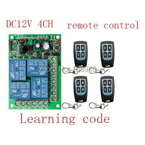 New DC12V 4CH RF Wireless Remote Control System teleswitch 4 transmitter and 1 receiver universal gate remote control