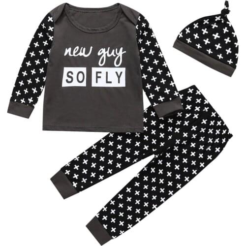 0-24M Spring Baby Boys Clothes Set Cotton Long Sleeve T-shirt+Pants+Hat Infant Set Baby Boy Clothing Sets