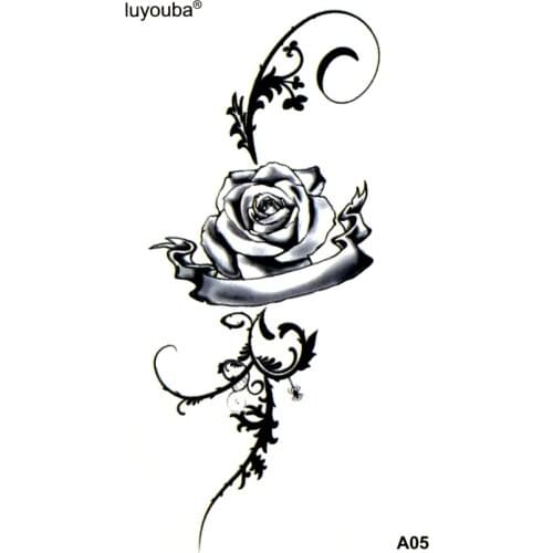 Rose Flowers Waterproof Temporary Tattoos Sticker Body Art Tattoo Beauty Flower Tattoo Sleeves Tatoo Temporary Stickers