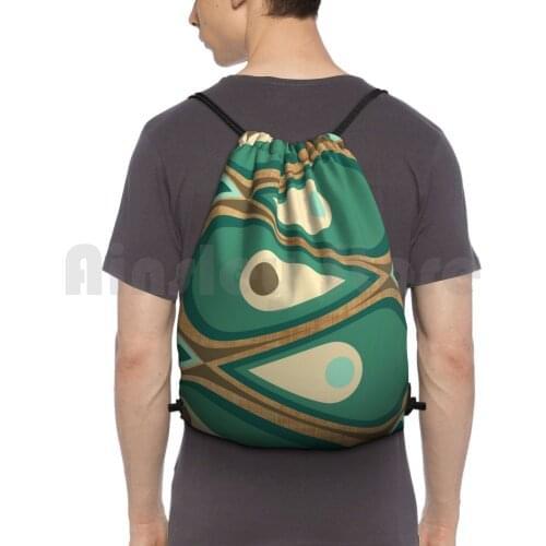 Womack Backpack Drawstring Bags Gym Bag Waterproof Mid Century Retro Vintage Modern Ranch Atomic Palm Springs Bark Cloth