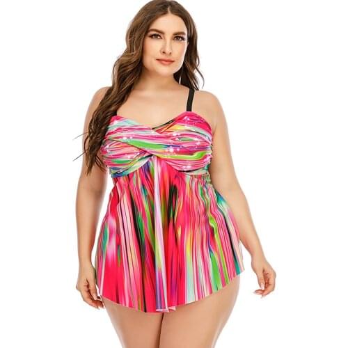 Plus Size Womens Swimwear Sexy Padded Striped Tankini Swimsuit Two Pieces Swim Wear Female Vintage Bathing Suit Beachwear L~5XL